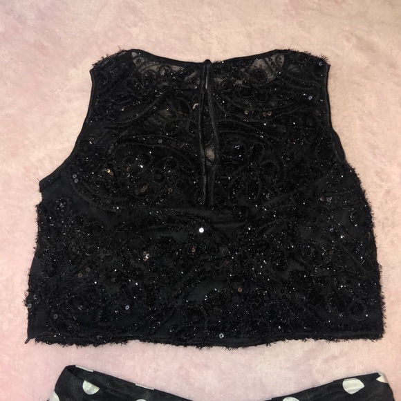 black and white polka dot 2 piece homecoming dress - Picture 3 of 7